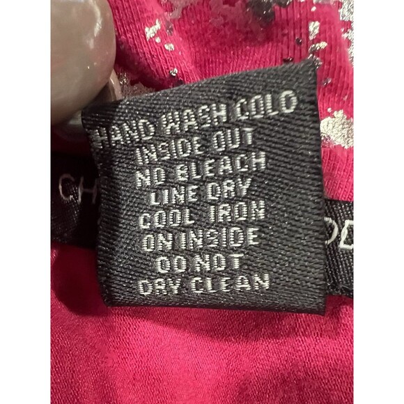 Chelsea & Theodore pink top with a silver distressed horizontal stripes 2X - Picture 5 of 5